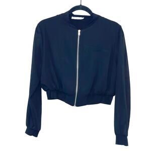 Suite Benedict Made in Italy Black Full Zip Cropped Jacket Medium